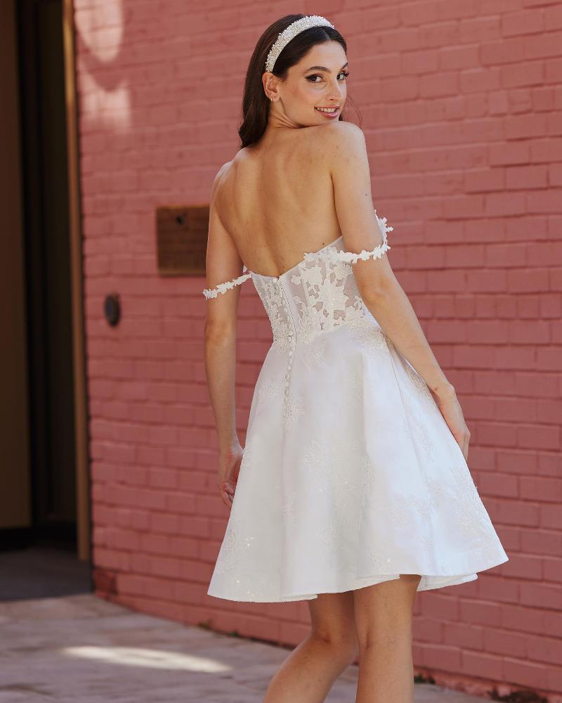 Aa2321 off the shoulder short wedding dress with pockets2